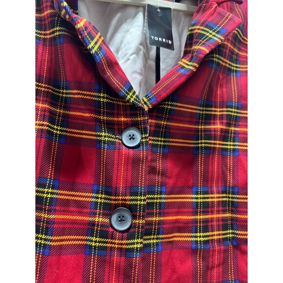 Torrid X Betsey Johnson Red Plaid Pointe Blazer Women Size 3 3X 22-24 - Picture 4 of 5